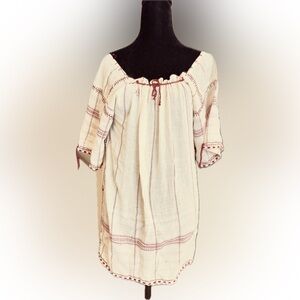 Elegant Cream Blouse with Red Accents